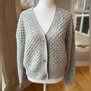 Primark Gray Bobble Knit V Neck Cardigan Sweater Sz Small